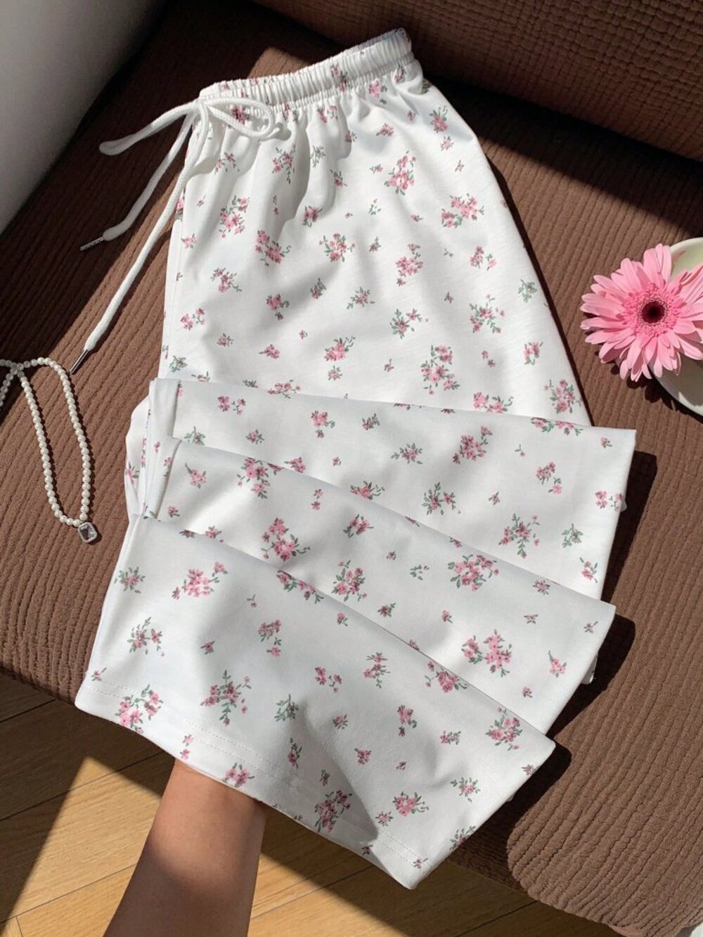 Multicolor Boho Women's Drawstring Waist Floral Print Casual Sweatpants - Picture 3 of 7